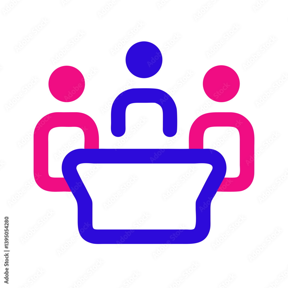 Meeting Room Icon with Three People in Discussion Meeting Room Icon with Three People in Discussion