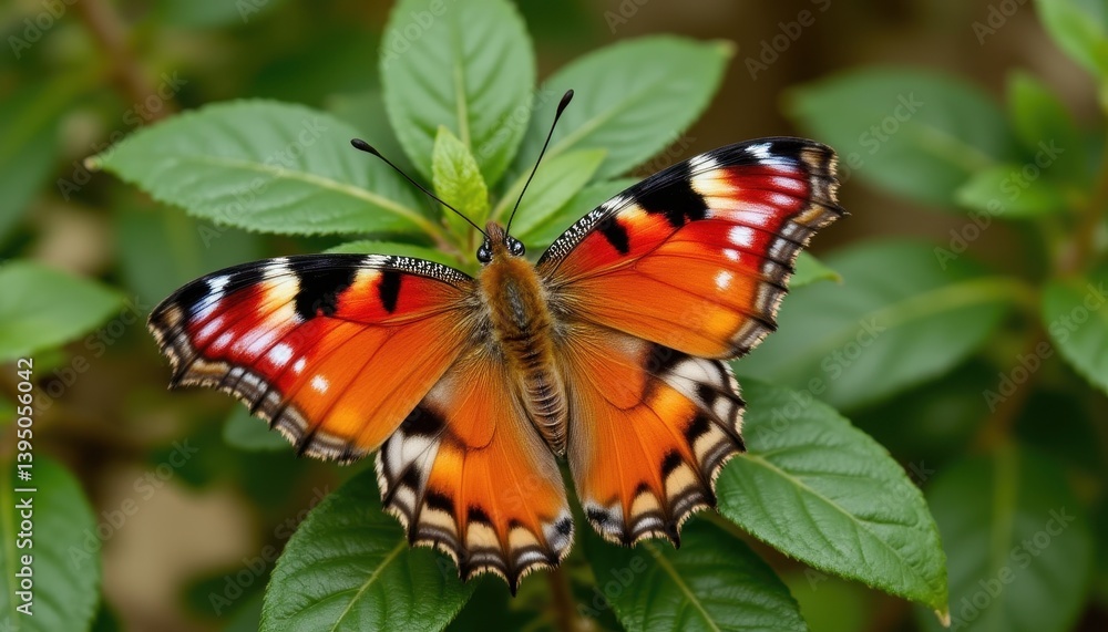 Fototapeta premium A vibrant butterfly in nature, close up, showcasing its multi colored wings.