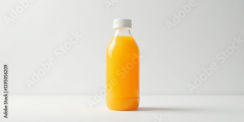 Wallpaper Mural A single bottle of vibrant orange juice, presented against a minimalist white backdrop, showcases a refreshing beverage ready for consumption. Torontodigital.ca