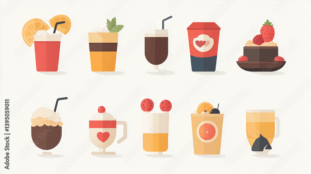 Delicious drinks and desserts vector illustration for cafe menu and food blogs design resources art Delicious drinks and desserts vector illustration for cafe menu and food blogs design resources art