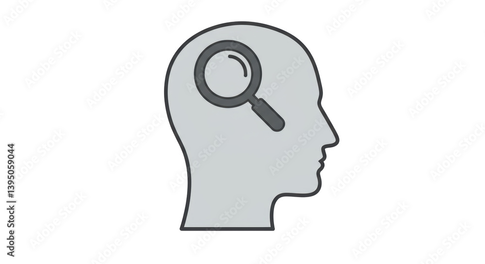 Isolated head with magnifying glass Isolated head with magnifying glass