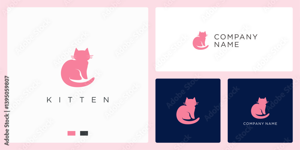 Cute kitten logo design template Cute kitten logo design template