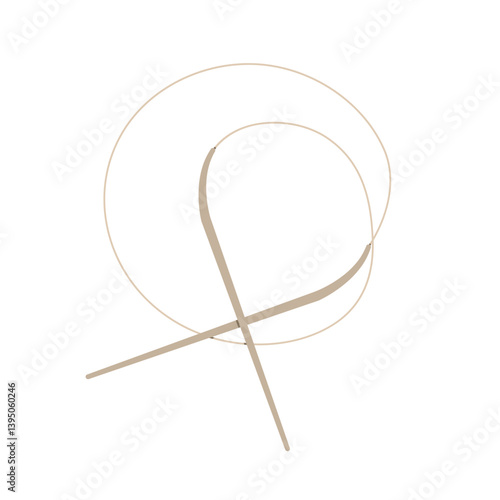 Circular knitting needles on a long line Vector illustration