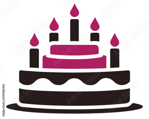 birthday cake with candles  silhouette