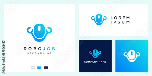 Robot job logo design template