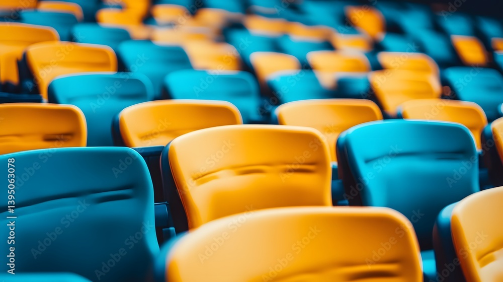 Abstract Blue and Yellow Stadium Seats Rows Abstract Blue and Yellow Stadium Seats Rows