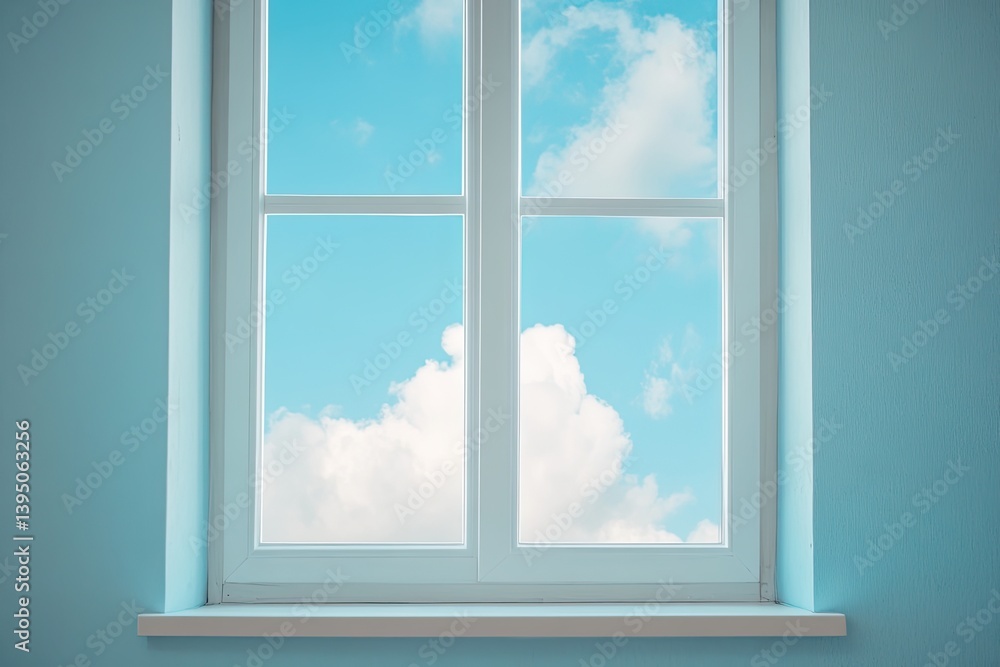 Interior window with sky view Interior window with sky view