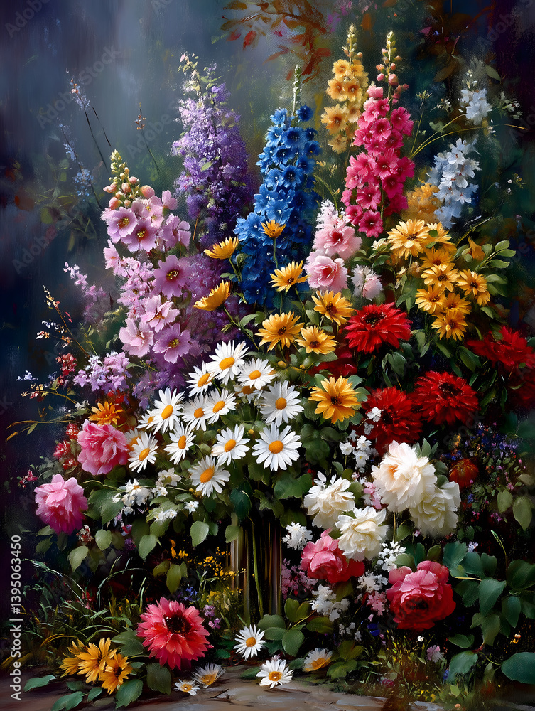 Fototapeta premium A vibrant bouquet of assorted flowers in full bloom.