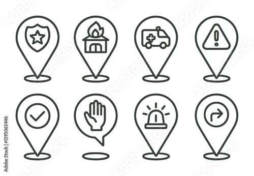 Essential emergency services icons set in linear style for safety and guidance Free Download Essential emergency services icons set in linear style for safety and guidance - GFXLoad