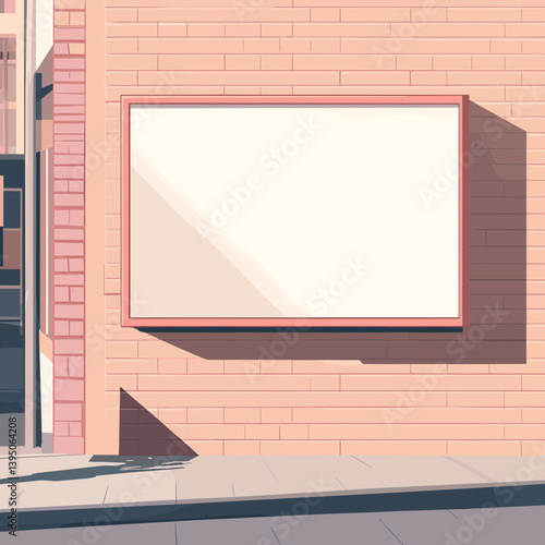 Blank Rectangular Sign on Brick Wall