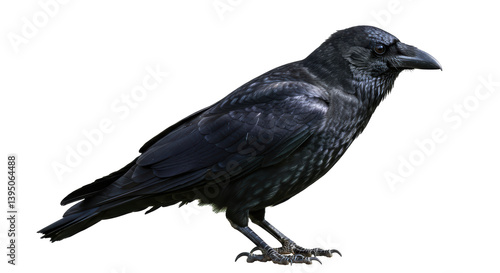 Fotografie Isolated Black Crow Symbolizing Omen