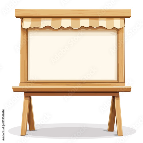 Blank Wooden Sign With Striped Awning