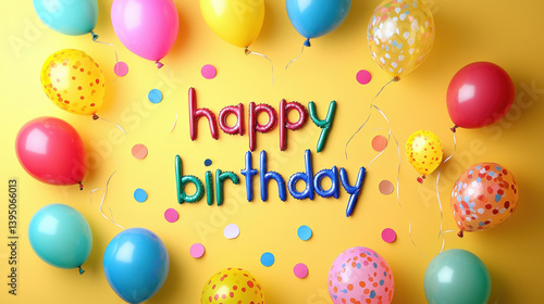 picture for happy birthday greetings, yellow background, text 