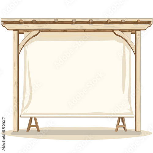 Beige Canvas on Wooden Pergola Frame