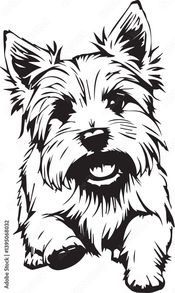 Fototapeta premium Yorkshire terrier dog. Hand drawn vector illustration