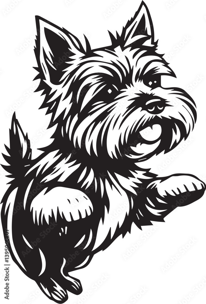Fototapeta premium Yorkshire terrier dog. Hand drawn vector illustration 
