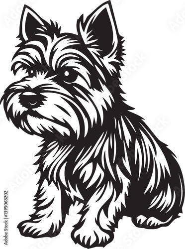 Yorkshire terrier dog. Hand drawn vector illustration	