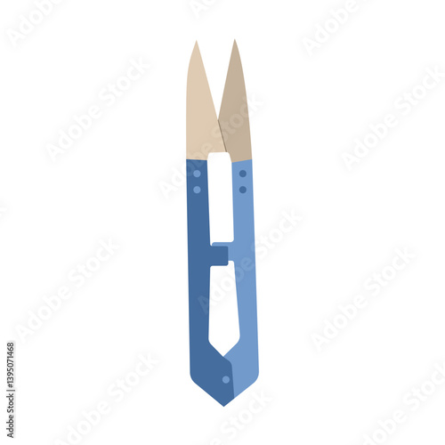 Blue scissors to cut the thread