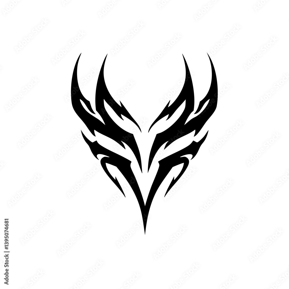 custom made wallpaper toronto digitalSymmetrical Tribal Tattoo Design Logo Dynamic Black Ink Wings Motif for Body Art, Symbol of Strength, Freedom, and Mystical Power