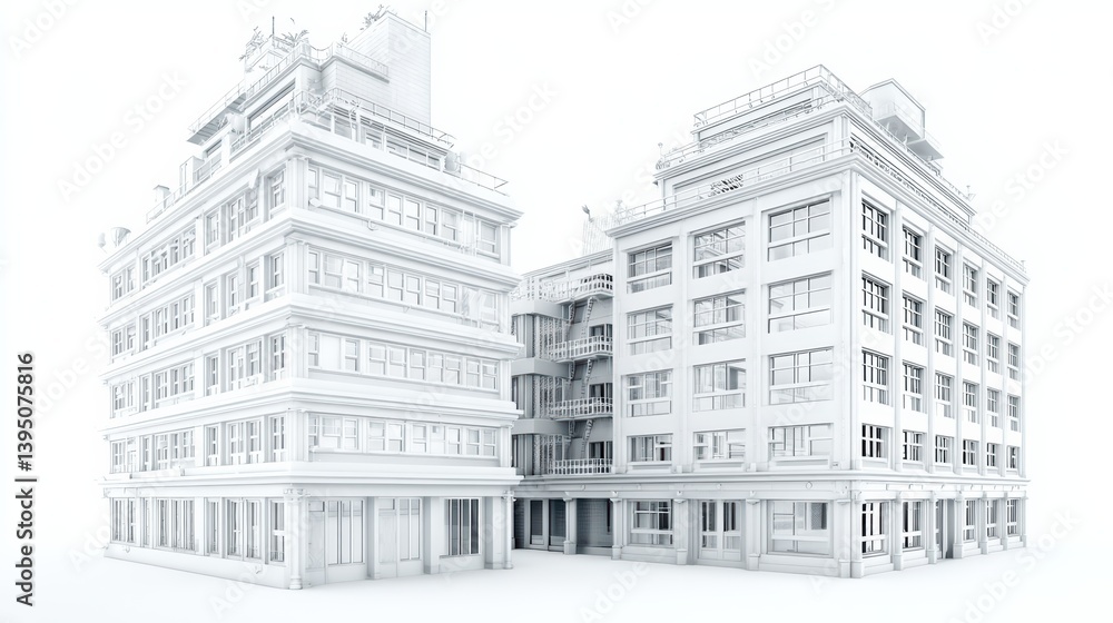 Fototapeta premium building 3d isolated white background
