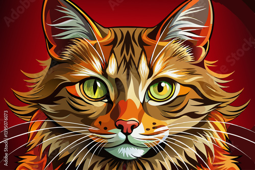 vector of Portrait of a cat staring intensely