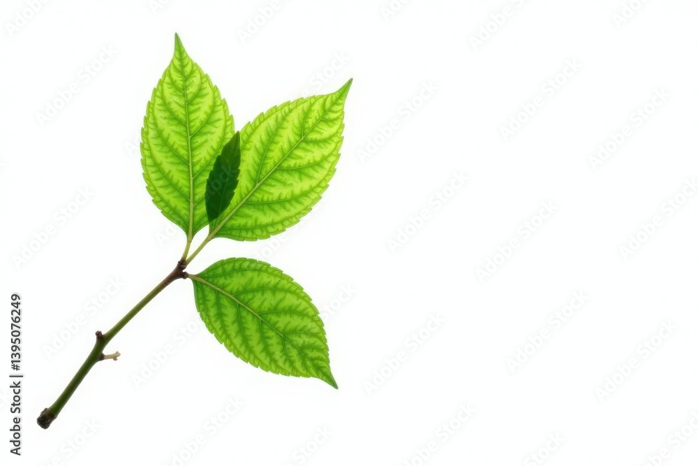 Isolated stem with leaves on white background, branch, plant Isolated stem with leaves on white background, branch, plant