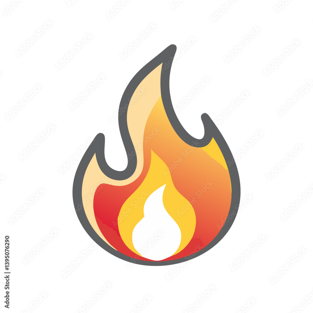 Bold Fire Flame Icon Vector for Heat and Energy Concepts Bold Fire Flame Icon Vector for Heat and Energy Concepts