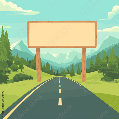 Empty Road Sign in Mountain Landscape