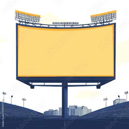 Large Blank Yellow Billboard at Stadium