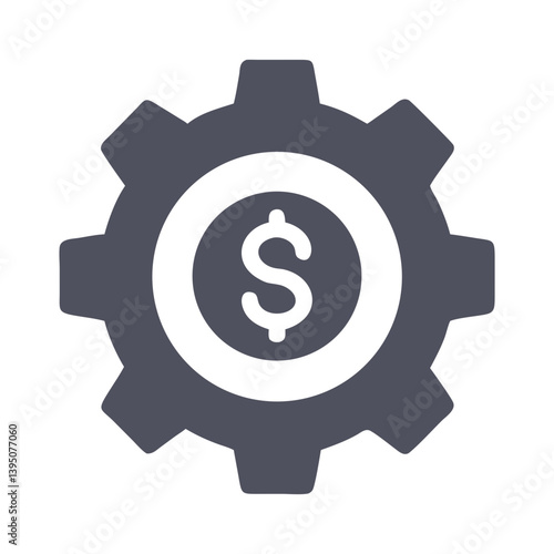 Gear with Dollar Symbol Icon – Finance Settings and Economic Management Vector