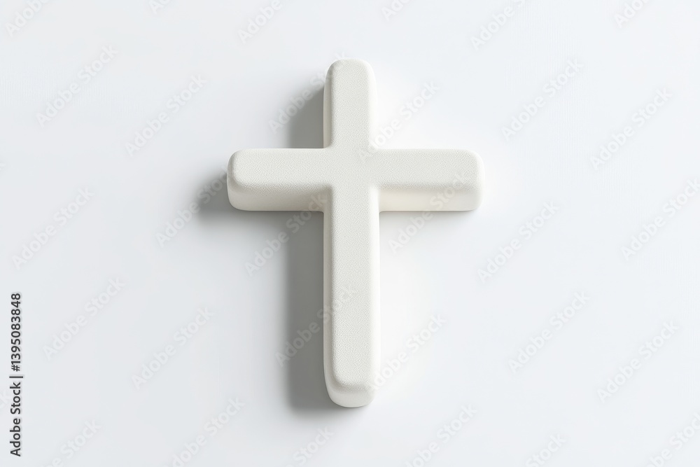 Obraz premium Simple white cross on white background