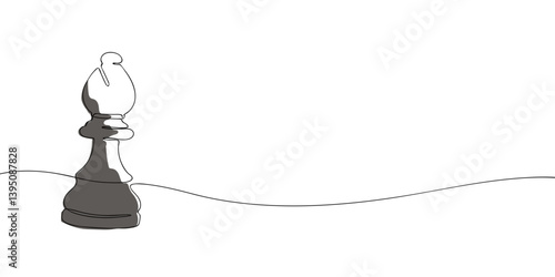 A simple continuous line drawing of a chess bishop piece, symbolizing strategy, intelligence, and tactical decision-making in a minimalist style.