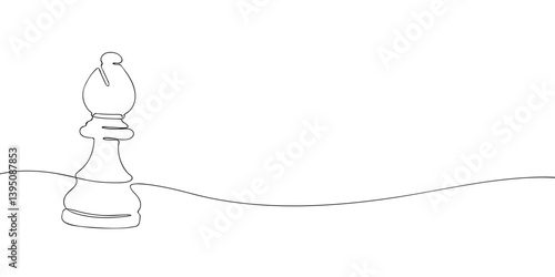 A continuous line drawing of a chess bishop piece, symbolizing strategy, foresight, and diagonal movement in a minimalist and artistic style.