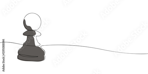 A simple one-line digital illustration of a chess pawn, symbolizing strategy, potential, and growth, set against a clean white background.