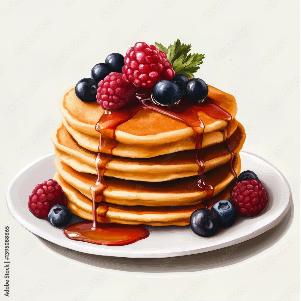 Pancakes with fresh berries.
