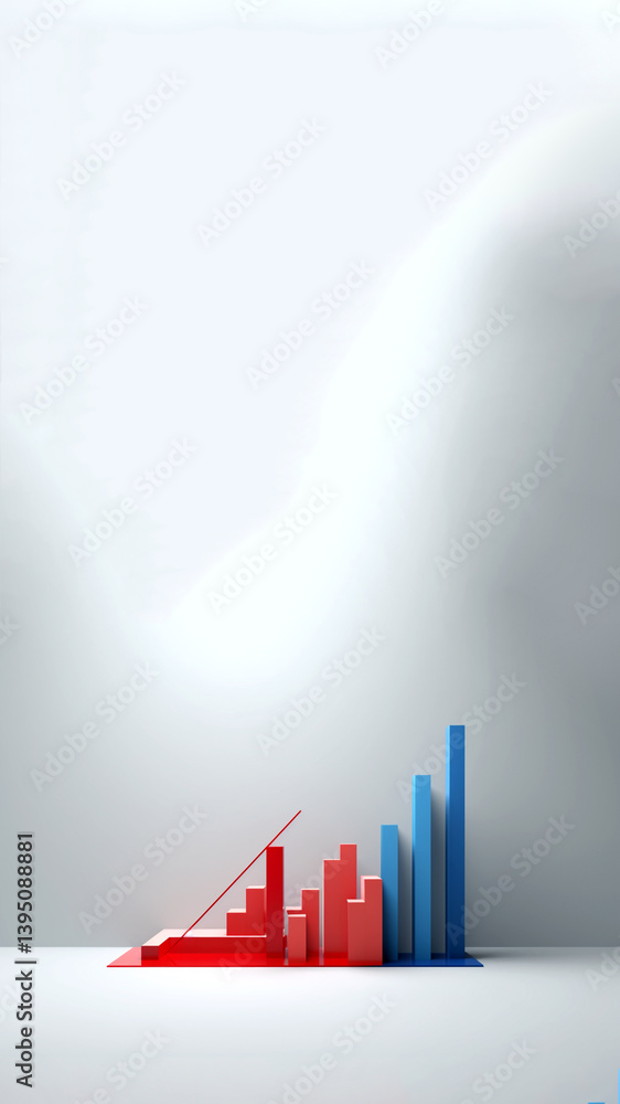 A minimal vertical chart graphic showing economic growth, with red and blue bars rising against a clean background. Designed in a modern style ideal for stories or social media
