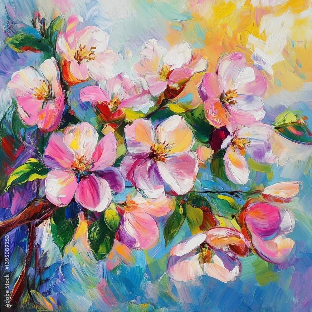 Bright apple blossoms of spring.