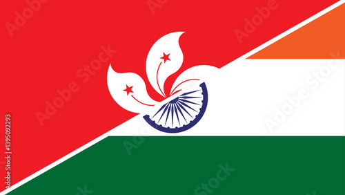 Split flag design combining the national flags of Hong Kong and India
