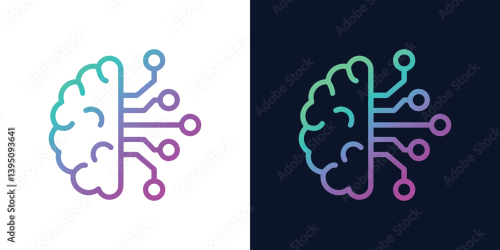 Artificial Intelligence AI Chip in Human Brain. Artificial Intelligence icon with Machine learning, digital skills, generative AI, AI technology, algorithm, virtual intelligence and future Artificial Intelligence AI Chip in Human Brain. Artificial Intelligence icon with Machine learning, digital skills, generative AI, AI technology, algorithm, virtual intelligence and future