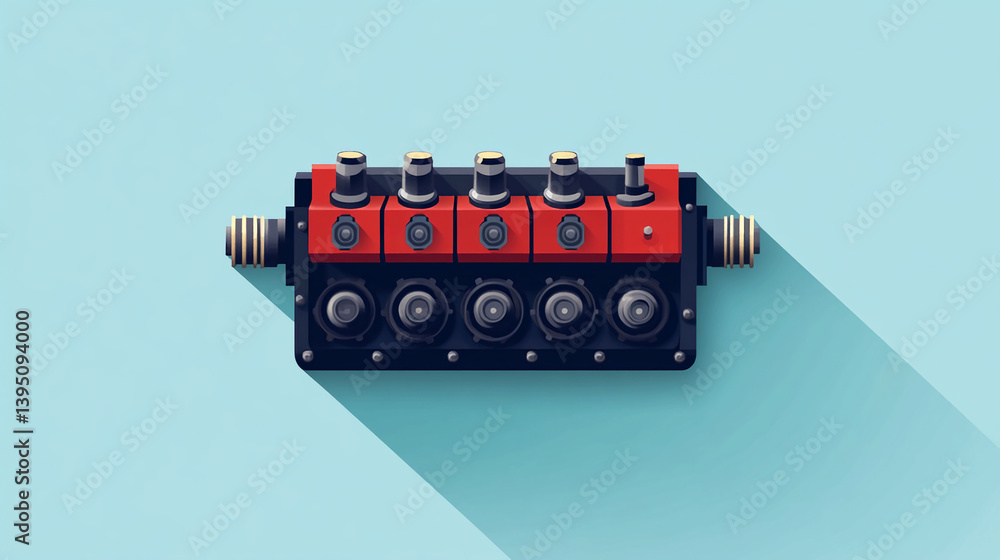 Fototapeta premium Engine block automotive machine car motor mechanic technology auto part vehicle industrial component design