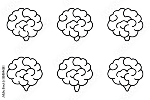  Brain plasticity line art demonstrating brain's remarkable adaptive potential.