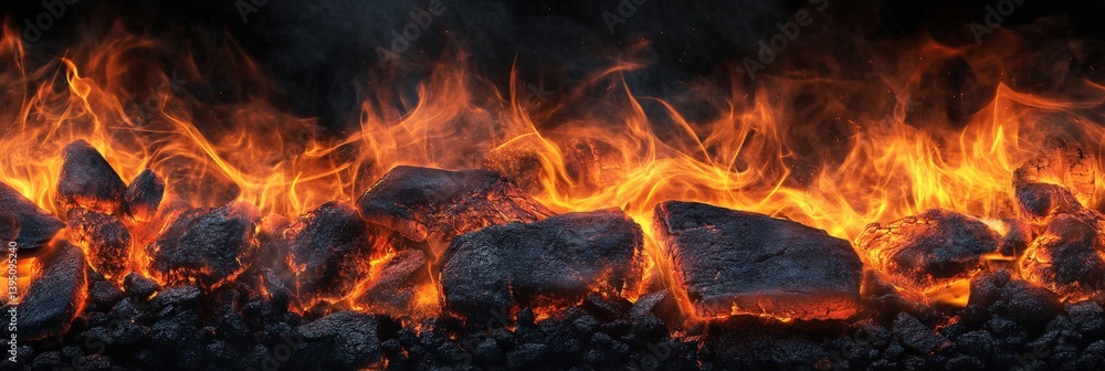 Raging fire engulfing dark rocky terrain with intense flames rising in a dramatic inferno setting
Raging fire engulfing dark rocky terrain with intense flames rising in a dramatic inferno setting