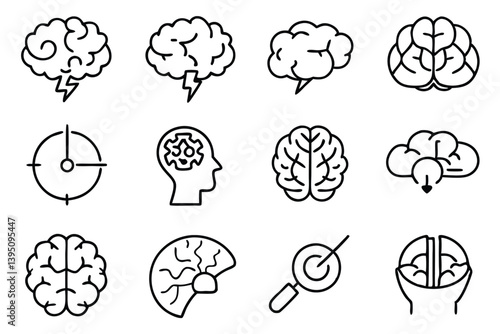 Brain plasticity line art emphasizing the brain's capacity for growth