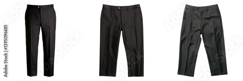 Tailored dress pants in various , featuring solid and pinstripe designs, perfect for formal occasions