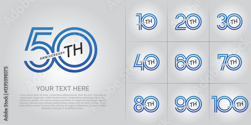 Anniversary logo type set with double line number. blue and black color can be use special moment