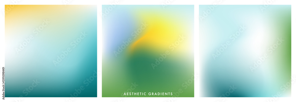 Light blue and green pastel color gradient background. Abstract spring season blurry vector texture. Nature gradation pattern. Aesthetic bg. Vector soft square backdrop set for poster, cover, header Light blue and green pastel color gradient background. Abstract spring season blurry vector texture. Nature gradation pattern. Aesthetic bg. Vector soft square backdrop set for poster, cover, header