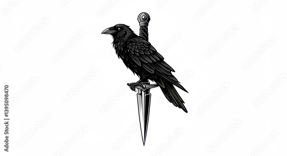 Fototapeta premium Raven and Dagger Assassin Guild Emblem