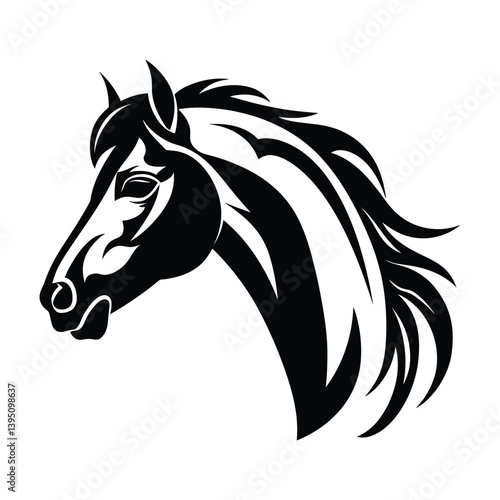 Horse Face logo concept black silhouette