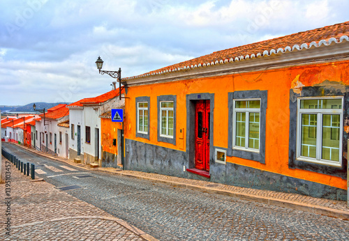 characteristic historic houses in the old town of silves algarve portugal