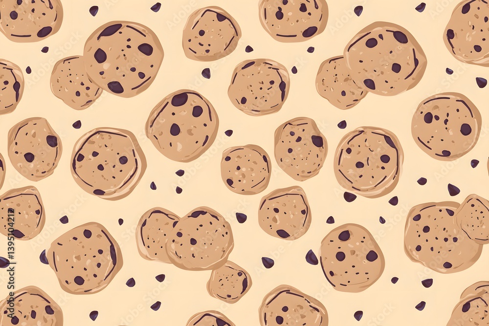 Fototapeta premium Cozy Chocolate Chip Cookie Pattern Perfect for Home Decor